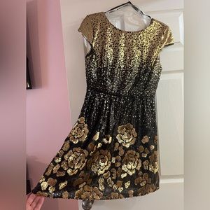 Black and Gold Sequin Cocktail Dress